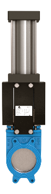 VA-013-01-0050-PN10-SsP-D/A-NBR Шиберная задвижка Valstok, серия VA, DN 0050, PN=10 Бар, пневмопривод двойного действия, корпус GJS-400-15 (GGG40), нож AISI304, NBR
