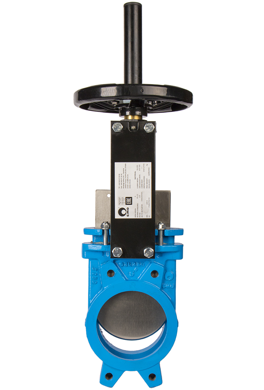 Задвижка шиберная СМО A-01-HW-M чугунная межфланцевая штурвал PN6 DN400 ...