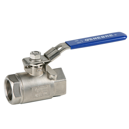 Кран шаровой стандартнопроходной GENEBRE 2008 03, DN010, PN140, корпус - AISI316 (CF8M), шар - AISI316 (CF8M), уплотнение шара - PTFE + 15% GF, ВР/ВР, двухсоставной, рукоятка-рычаг, резьба BSPT