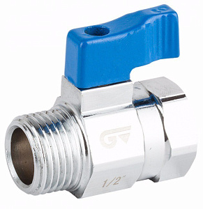 Кран шаровой стандартнопроходной GENEBRE 3097 01, DN006, PN16, корпус - латунь (CW617N), шар - латунь (CW617N), уплотнение шара - PTFE, НР/ВР, рукоятка-рычаг, резьба BSPP