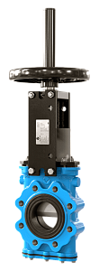 VGL-013-01-0300-PN10-GsC-HW-NR Шиберная задвижка Valstok, серия VGL, DN 0300, PN10, штурвал, выдвижной шток, корпус GJS-400-15 (GGG40) нож AISI304, уплотнение Natural Rubber